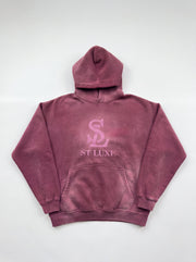 ST LUXE Oversized Washed Hoodie – Plum with matching Logo