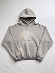 ST LUXE Oversized Washed Hoodie – Grey with Light-Grey Logo